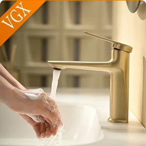 Vgx Brushed Gold Bathroom Faucets Square Basin Mixer