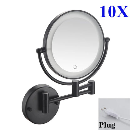 10x Magnifying Led Folding Bathroom Mirrors Walll Mounted
