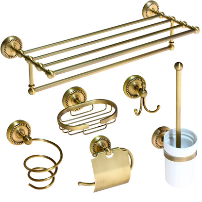Kemaidi Antique Brass Bathroom Paper Holder Toilet Brush