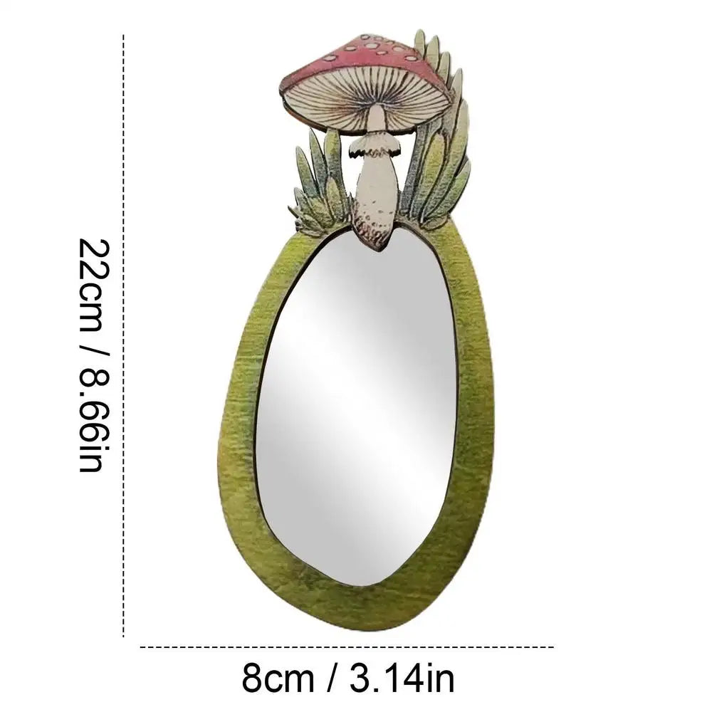 Decorative Wall Mirror Wooden Mushroom Forest Mirror Retro