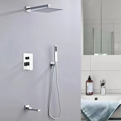 Gray Hidden Shower System Concealed Rainfall Bathroom Shower