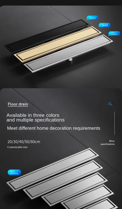 Luxury Hidden 304 Stainless Steel Rectangular Floor Drain