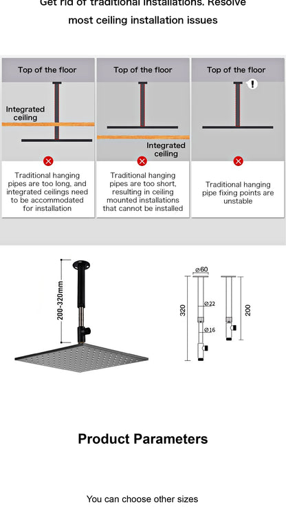 Aitana Minimalist Gun Grey Brass Ceiling Shower System
