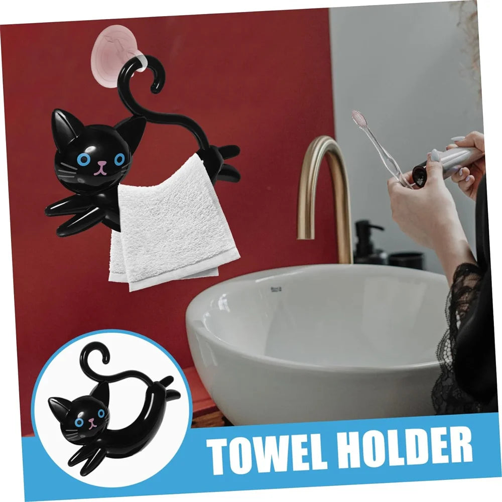 Cute Cartoon Towel Rack Bathroom Cat Shaped Towel