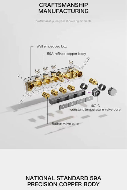 Luxury Gun Gray Brass Shower System Ceiling Design