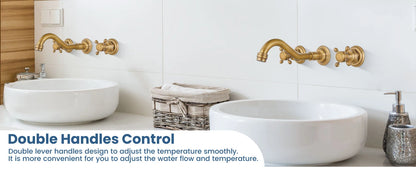 Kemaidi Bathroom Faucet Antique Brass Wall Mounted Bathroom