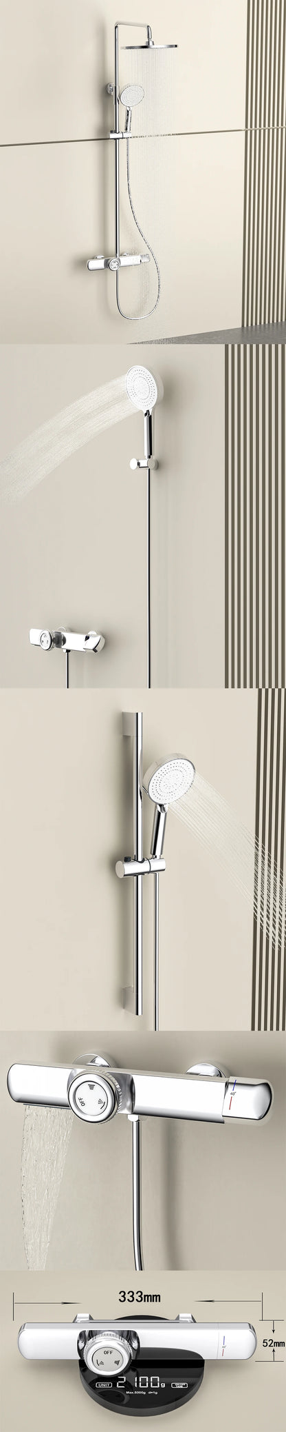 Luxury Solid Brass Smart Thermostatic Showers System Split
