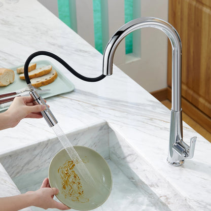 Brushed Gold Faucet Pull Out Sprayer Cold Water