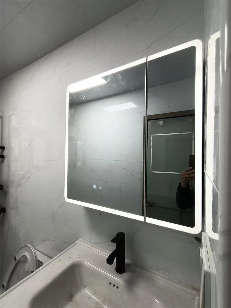 Arc-Shaped Smart Bathroom Mirror Cabinet Wall-Mounted Bathroom