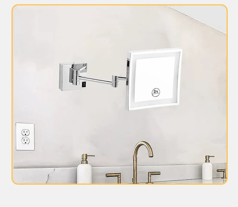 Square Touch Bathroom Mirror Wall Mounted Lighted Bathroom