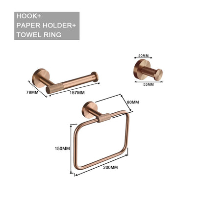 Brushed Rose Gold Brass Knurling Toilet Brush Holder