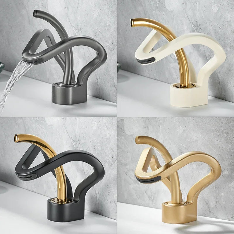 Faucet Bathroom Hollow Out Design Waterfall Basin Mixer