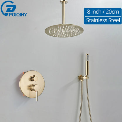 Brushed Gold Shower Faucet Embedded In Ways Shower