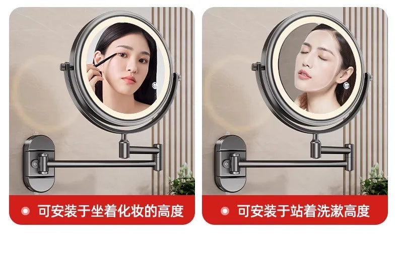 Rotatable Led Light Suction Cup Makeup Wall Mirror