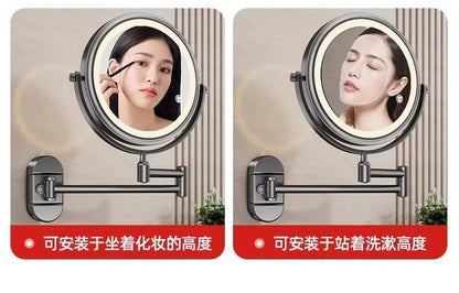 Rotatable Led Light Suction Cup Makeup Wall Mirror
