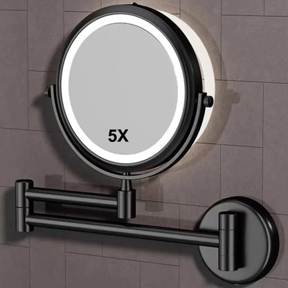 Bathroom Makeup Mirrors Black/Brushed Gold Brass Wall Extending