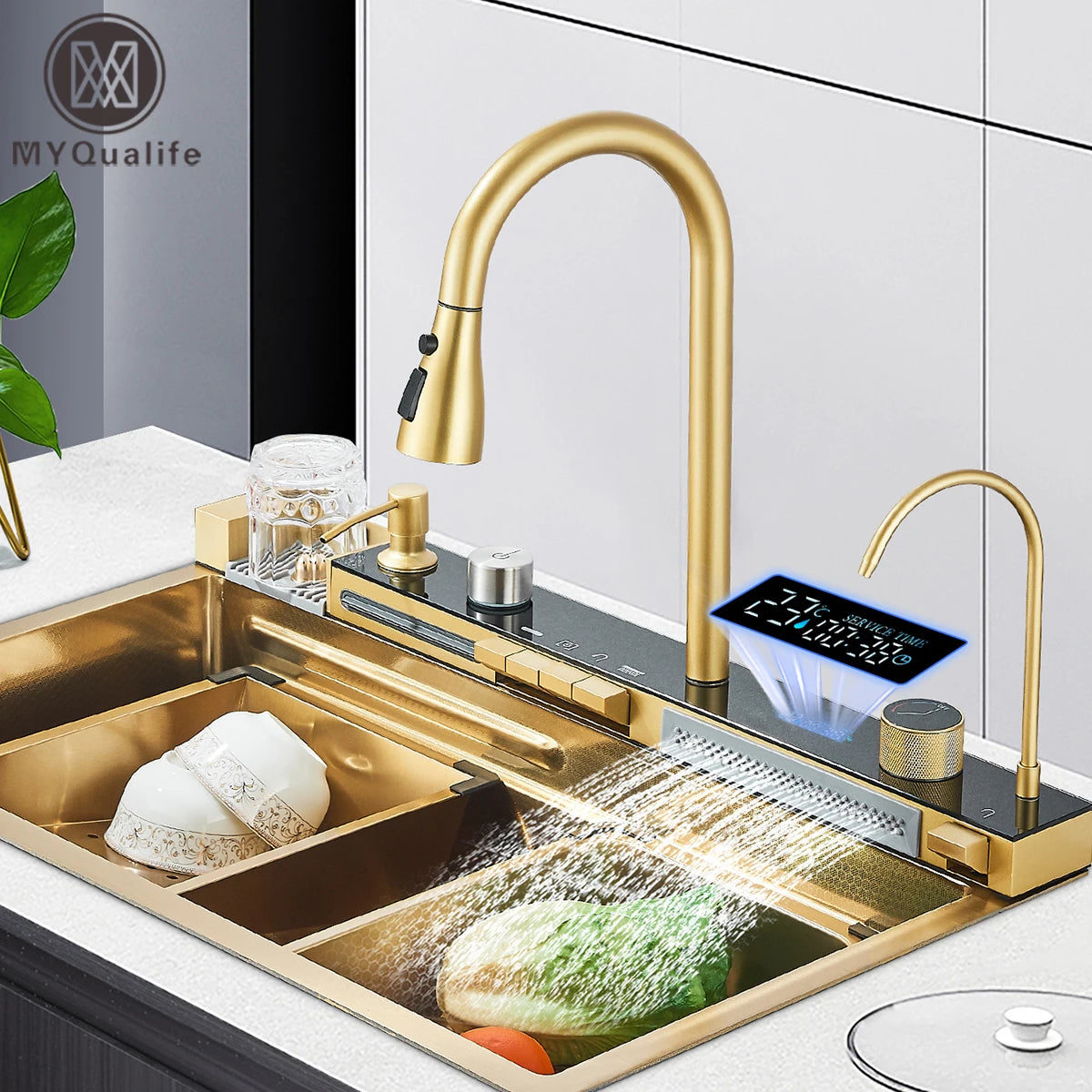 Golden Smart Digital Display Integrated Sink Temperature Control