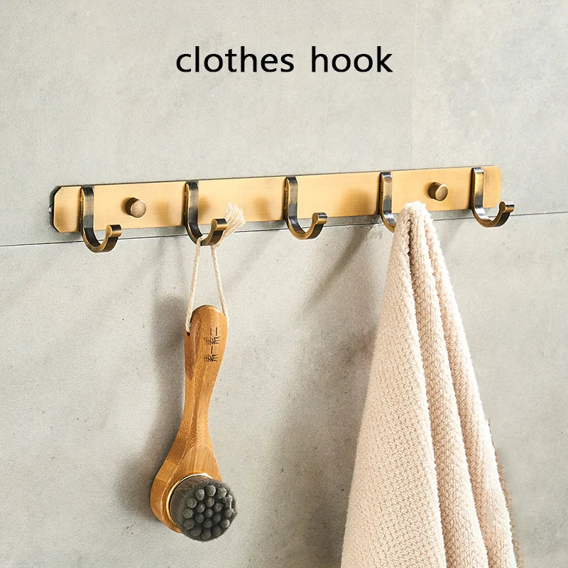 Antique Bathroom Hardware Wall-Mounted Towel Rack Toilet Brush