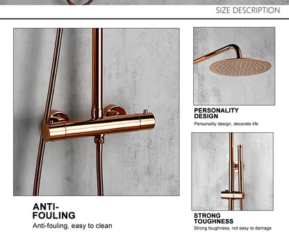 Rose Gold Thermostatic Shower Falcet Sets Wall Mount