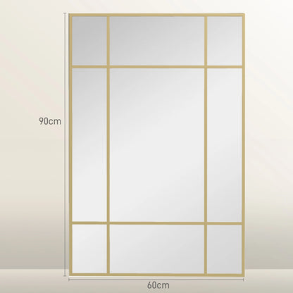 Homcom Rectangular Wall Mirror 90x60 Cm Metal Frame