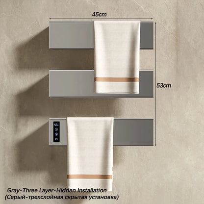 White Electric Heated Towel Rail Smart Temperature Time