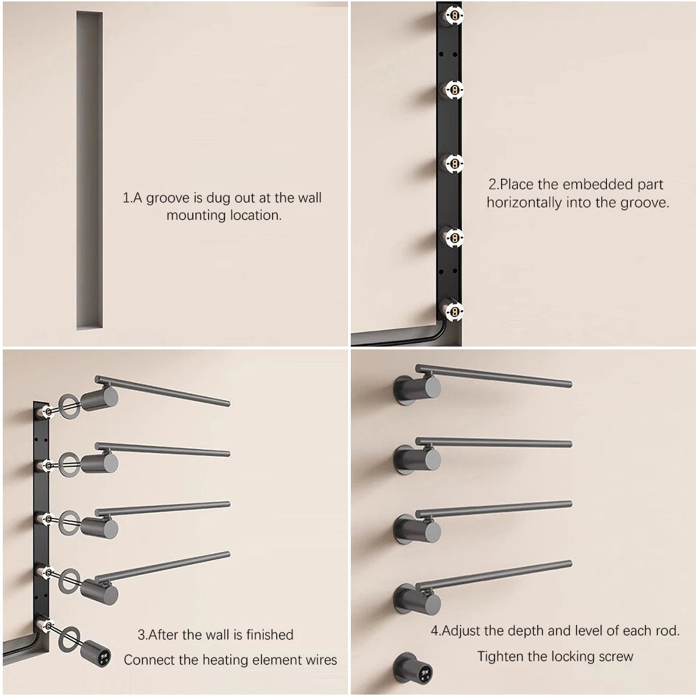 Smart Heated Towel Rack Bathroom Towel Warmer Timer