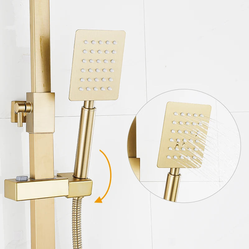 Luxury Rainfall Shower Height Adjustable 15cm Spout Bathroom