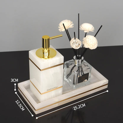 White Onyx Natural Marble Bathroom Gold Luxury Soap