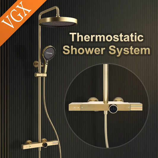 Vgx Thermostatic Shower System Gold Shower Luxury Bathroom