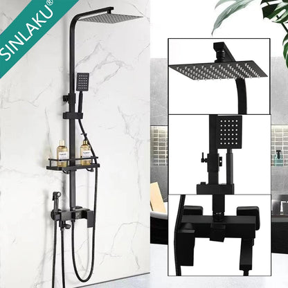 Sinlaku Rainfall Bathroom Shower Faucet Rack Shelf Bathtub