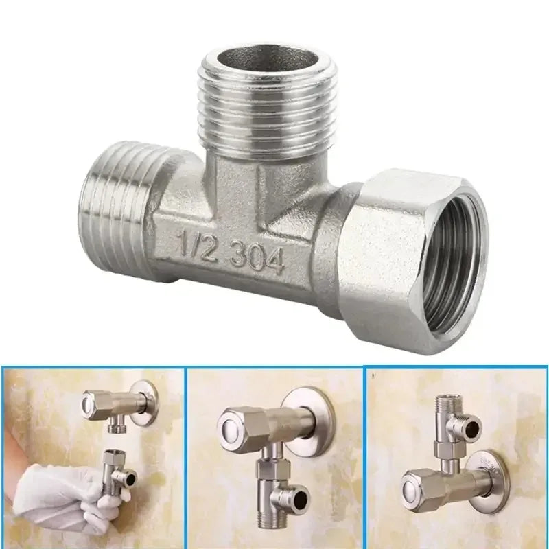G1/2 Way T-Adapter Bathroom Shower Faucet Water Splitter