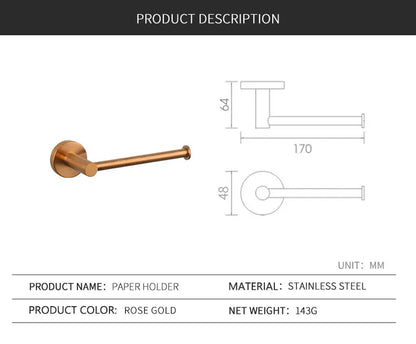 Bathroom Hardware 304 Stainless Steel Rose Gold Towel