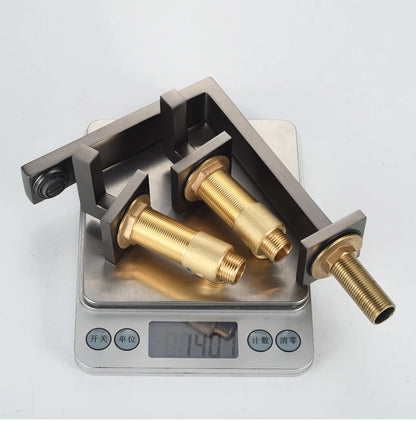 Brushed Gold Basin Faucet Solid Brass Three Hole