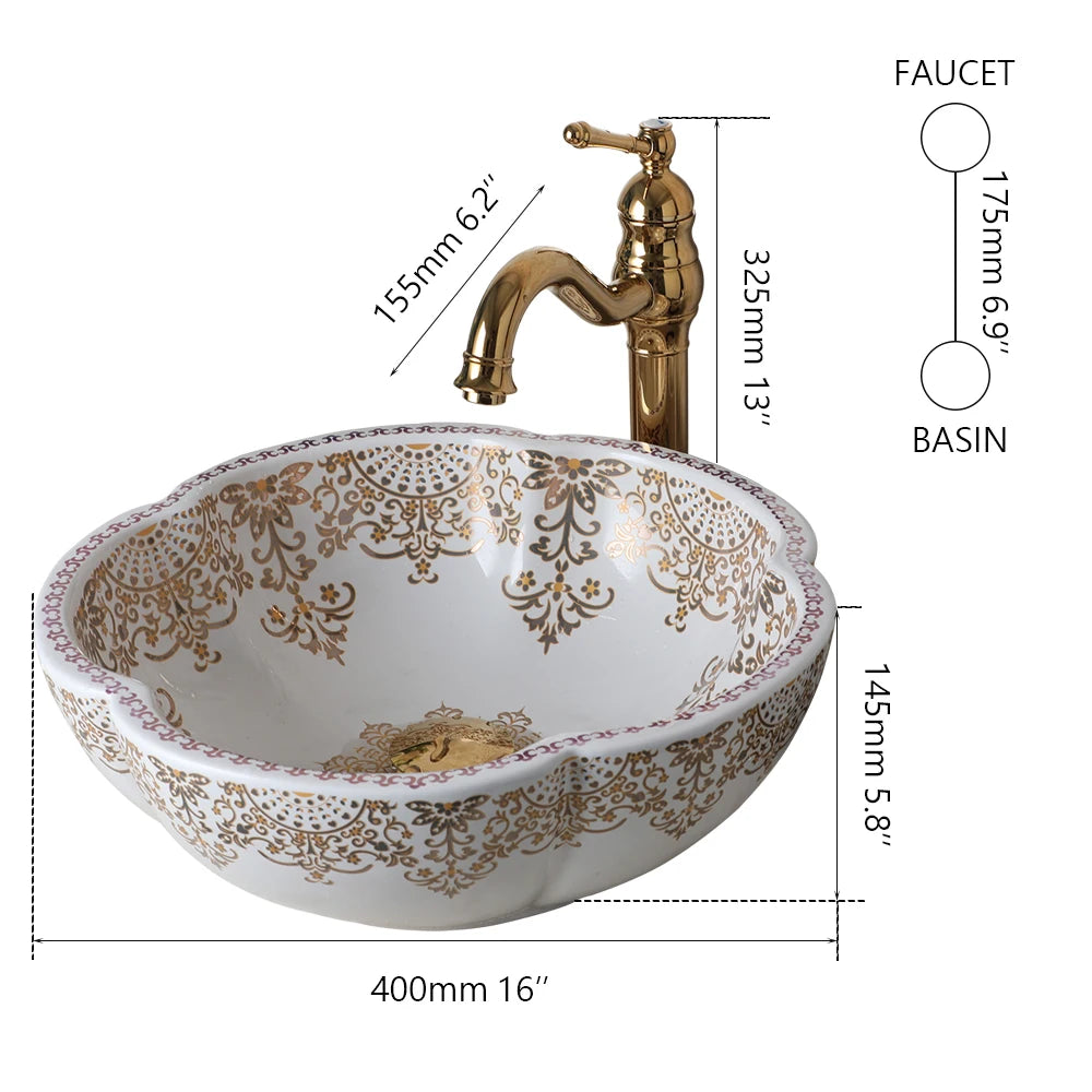 Zappo Above Counter Ceramic Vessel Sink Bathroom Round