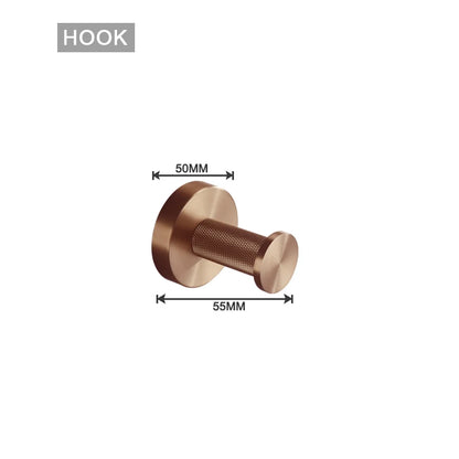 Brushed Rose Gold Brass Knurled Toilet Brush Holder
