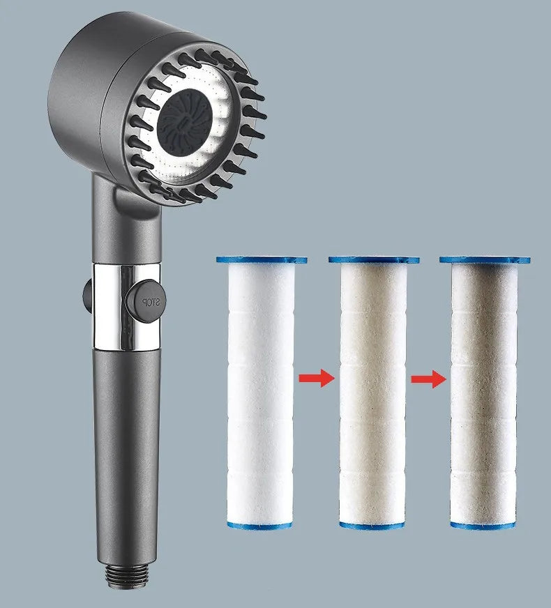 High-Pressure Shower Head 3-Mode Adjustable Spray Massage Brush