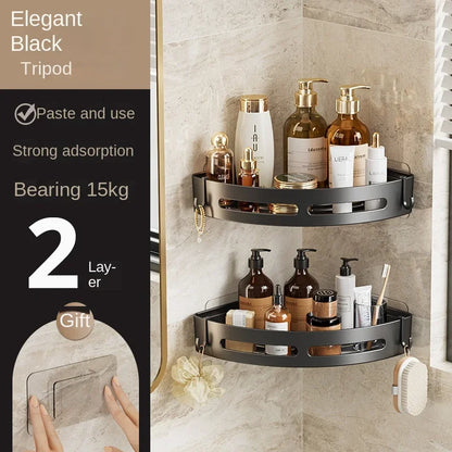 1/2/3pcs Plastic Bathroom Storage Rack Shampoo Holder Adhensive
