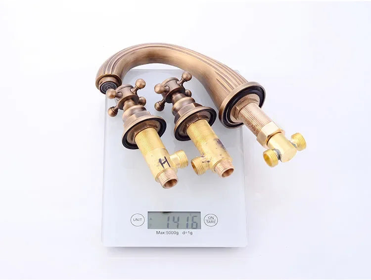 Basin Faucets 3pcs Antique Brass Classic Bathroom Sink