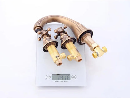 Basin Faucets 3pcs Antique Brass Classic Bathroom Sink