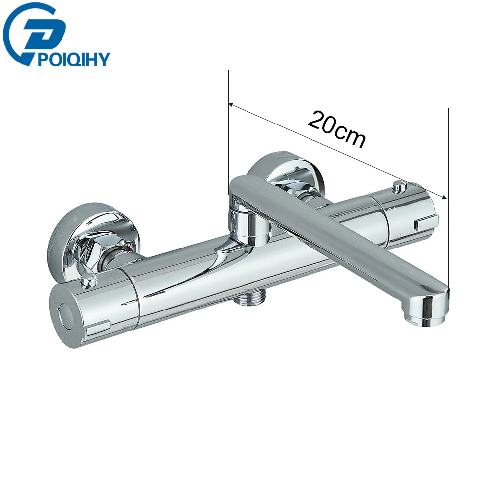 Chrome Black Bathtub Faucet Wall Mounted Thermostatic Shower