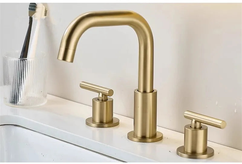 Brushed Gold Bathroom Faucet Total Brass Basin Faucet