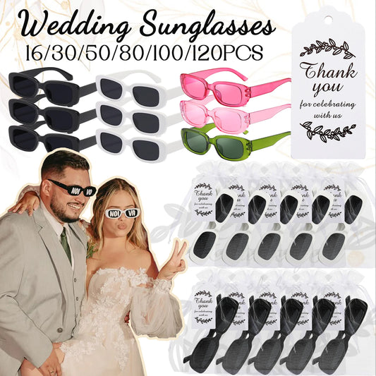 16-120pcs Wedding Sunglasses Card Retro Square Sunglasses Party