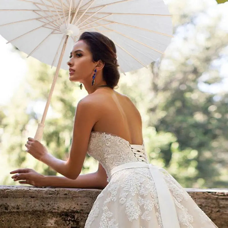 White Paper Parasol Wedding Photo Cosplay Prop Diy