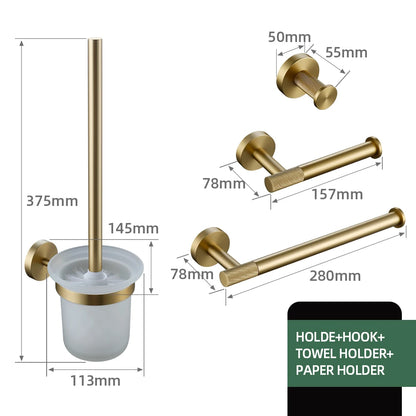 Gold Bathroom Towel Bar Bath Robe Hook Brass
