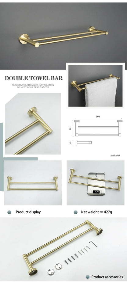 Brushed Gold Wall Mount Shelf Toilet Bath Hardware