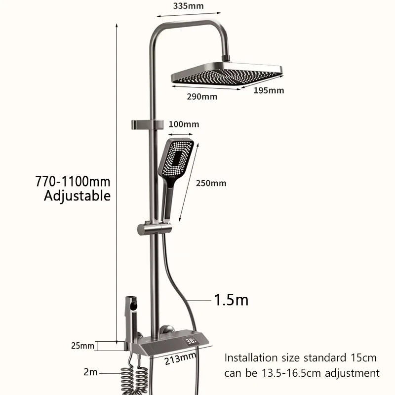 Bathroom Shower Faucet Shower Thermostat Digital Screen Water