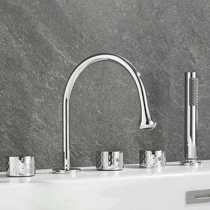Gray Luxury Brass Deck-Mounted 5-Holes Bathroom Bath Tub