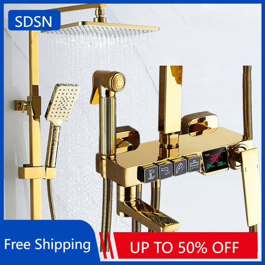 Sdsn Gold Cold Digital Bathroom Shower 12 Inch