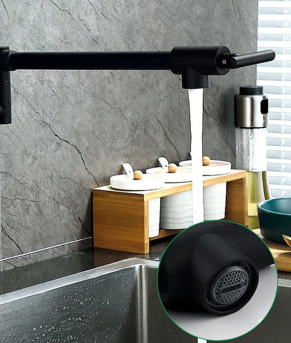 Black Wall Mounted Pot Filler Faucet Swivel Folding