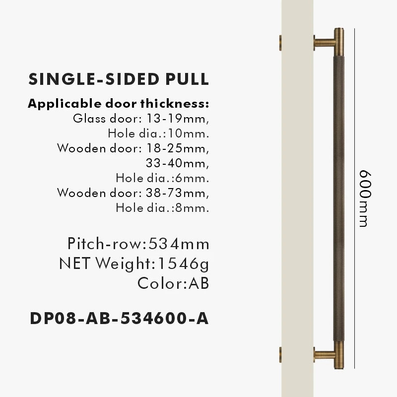 Nurlin Brass Door Double Sided Knurled Pull Bar